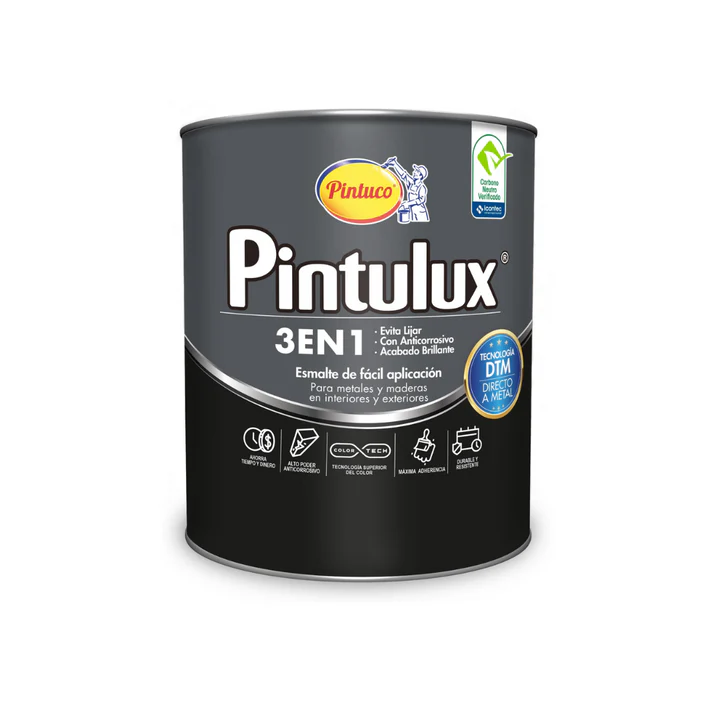 Pintulux cuarto teu95 negro 3 en 1
